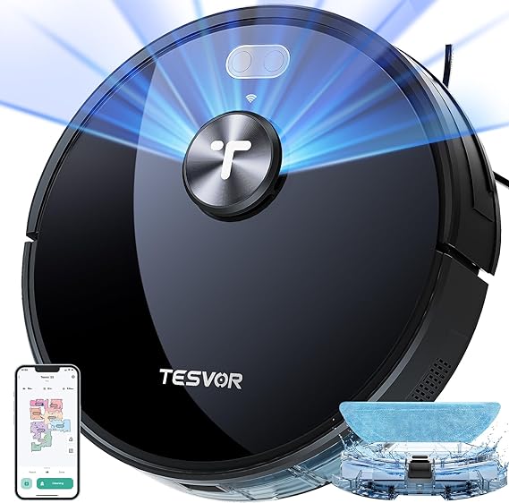 Tesvor S5 Robot Vacuum Cleaner, 3000 Pa Strong Suction with Mop Function, 2600 mAh, 180 Min. Running Time