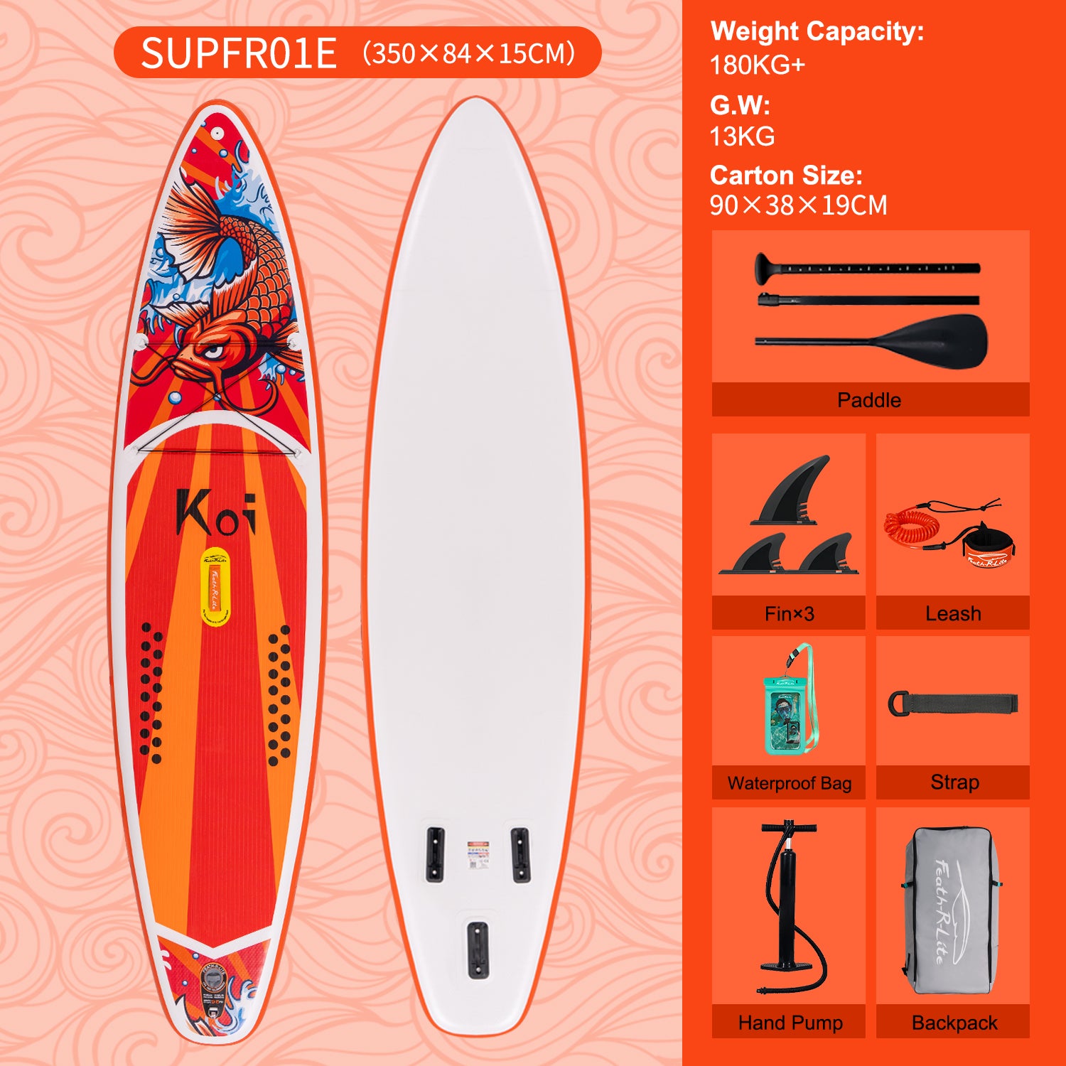 Funwater KOI 11′6″ LIGHTWEIGHT INFLATABLE STAND UP PADDLE BOARD