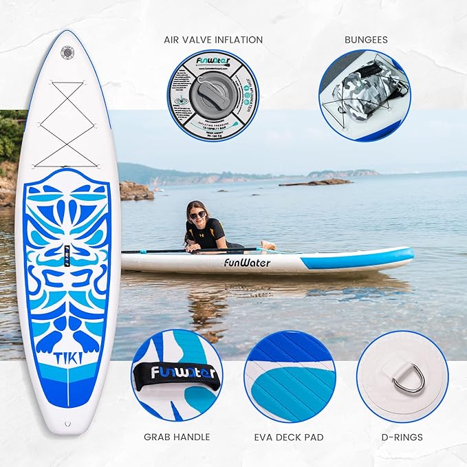 FunWater SUP Inflatable Stand Up Paddle Board Kit TIKI1O'6 INFLATABLE PADDLEBOARD (Use Code FUNWATER36 to Save €36)
